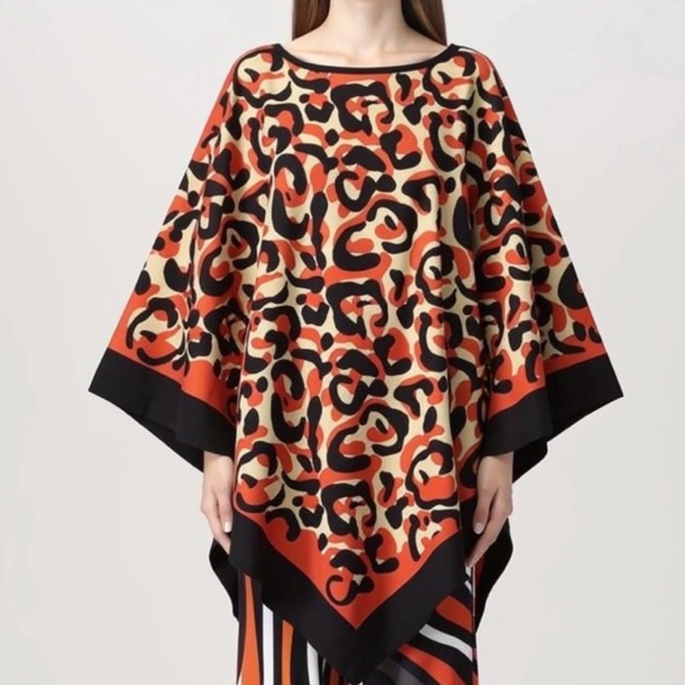 Nwt Calvin Klein Red and Black Animal Print Poncho